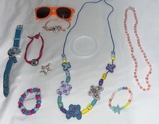 Mixed Jewelry Lot Kids Play Jewelry Wearable  10 Assorted Pieces Miss Kitty Etc