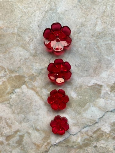 Flower Shape Glass Look Buttons 6 pack Choose Colours Sizes - Picture 9 of 13