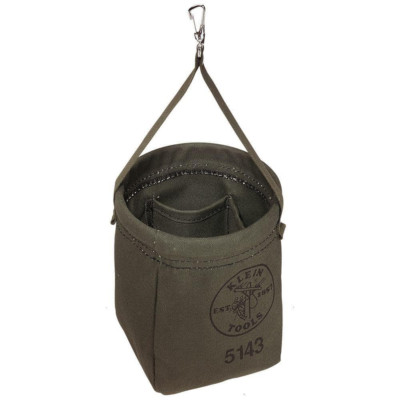 KLEIN TOOLS 5143 Bucket Bag,Canvas,Tapered Wall,Green