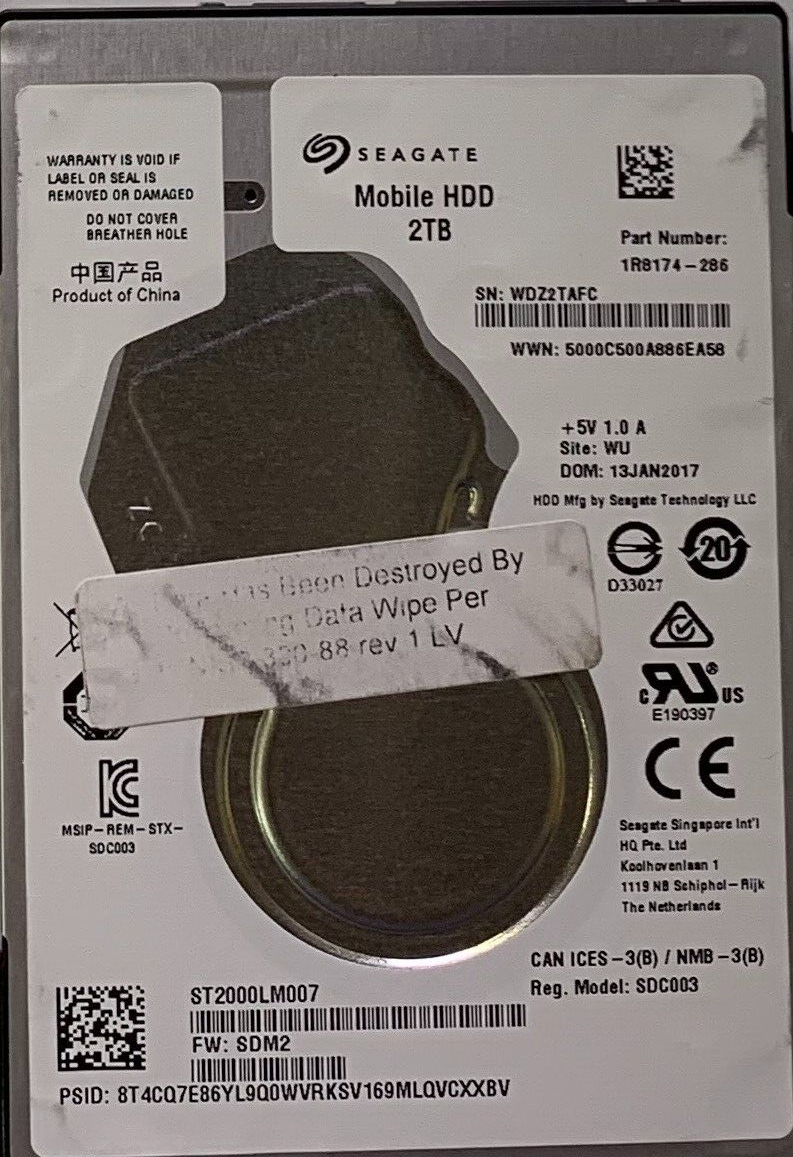 Disque Dur 2to Seagate 2tb Hard Drive St2000lm007 1r8174-020 For