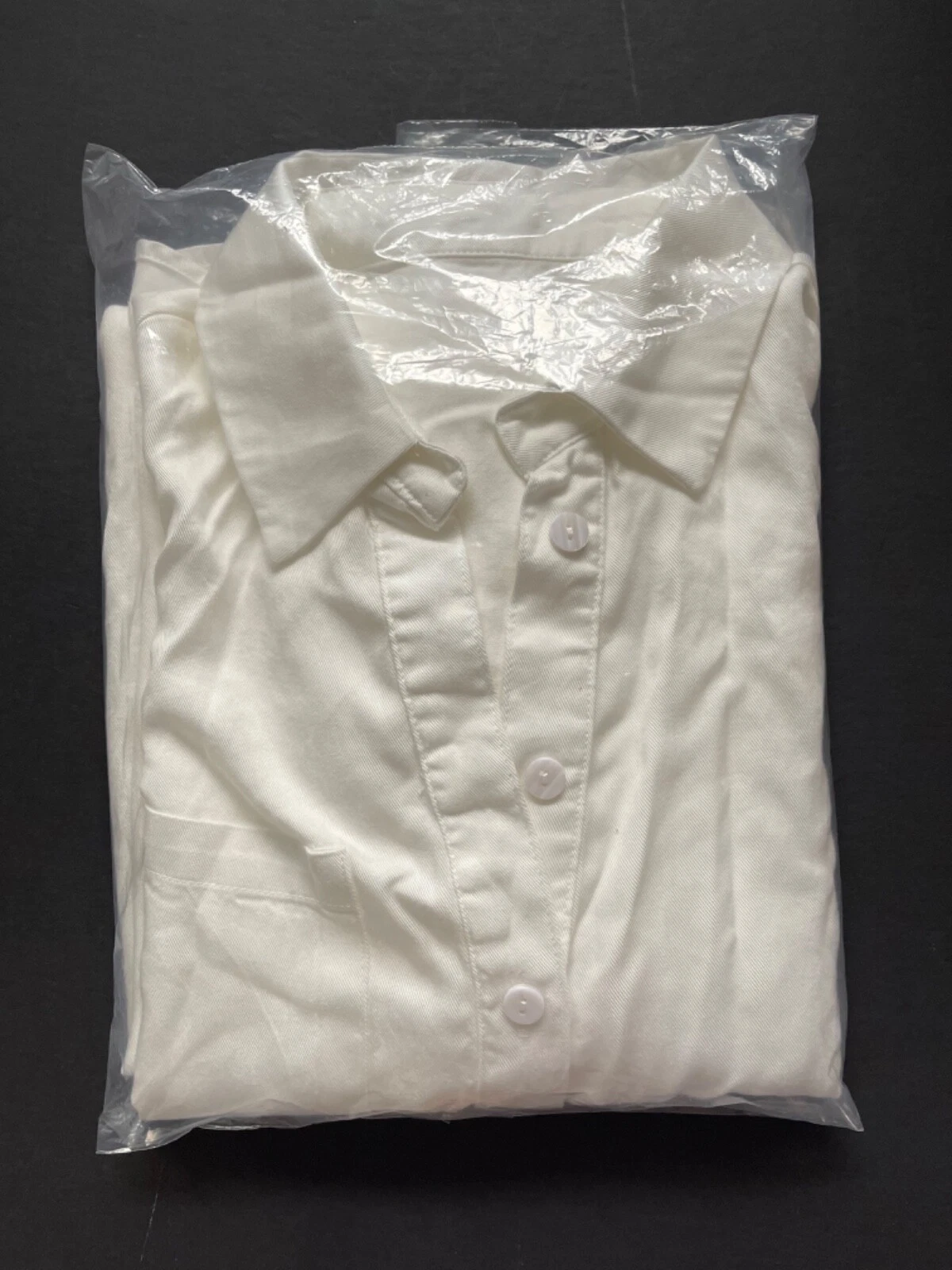 Cupshe Off White Abito da donna in denim manica corta con bottoni midi copricostume XS