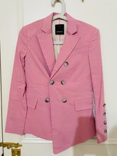 Pinko Asymmetric Coat, Pink,linen,summer,size S Made In Italy,suits,blazer,