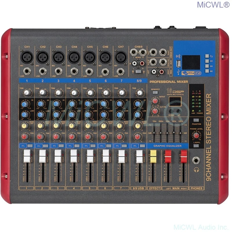 MICWL 9 Channel Live Audio Microphone Mixers Mixing Console De Mixage Consola - Image 3 of 4