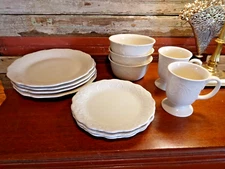 Pioneer Woman Cowgirl Lace Linen White Dinnerware Set ~ 12 Piece