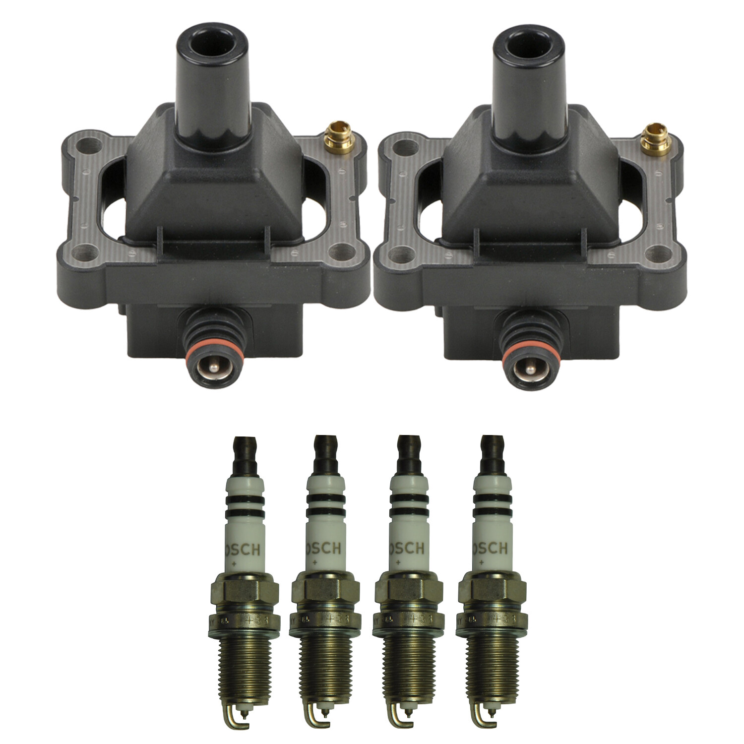 Bosch 2 Ignition Coil 4 Double Platinum Spark Plug Kit For R170 SLK230 2.3 L4 00