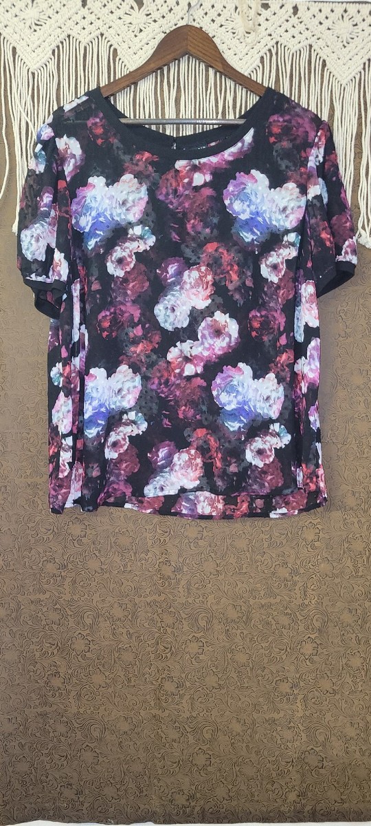 NWOT Torrid SZ 2 Sheer Floral Pull Over Summer Shirt Blouse 50