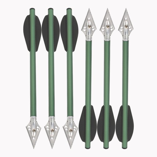 24X 6.3" Aluminium Arrows Bolts Blade Broadheads Vanes Archery Bow Arrow Hunting - Picture 19 of 20