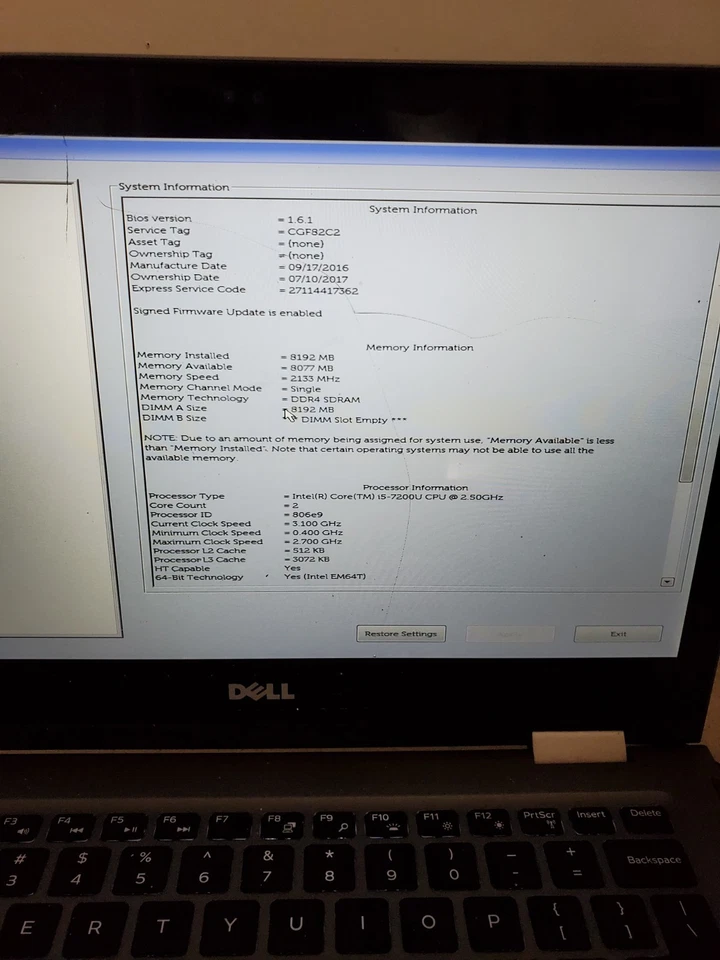 Dell Inspiron 13 5378-i5-7200U 2,50 GHz 8 GB de RAM sin HDD/SSD/OS! LCD AGRIETADA #69 Foto 2 de 4
