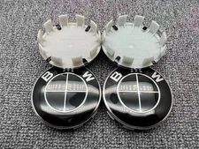 Original Style 4pcs All Black 56mm 68mm Hub Alloy Wheel Center Caps For B-M-W