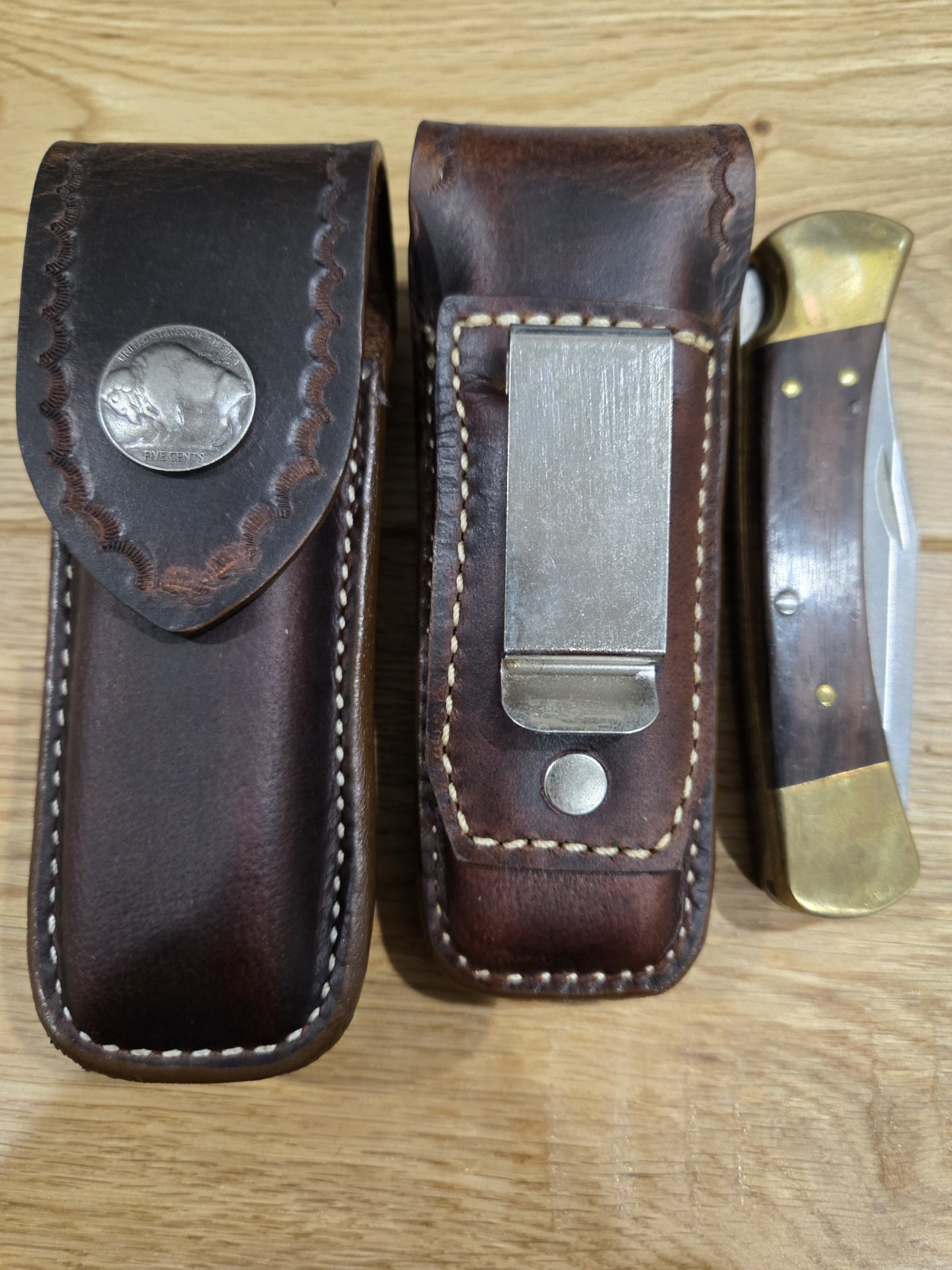 Buck 110 leather knife sheath. Custom.  With Belt Clip. Sheath Only. Buffalo Snp