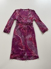 Vintage Women's Purple Abstract Print Long Sleeve Midi Dress Size S