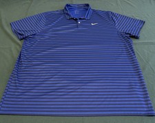 Nike Dri-Fit Performance Royal/ Black Striped Polo, Regular Fit, Men s 3XL
