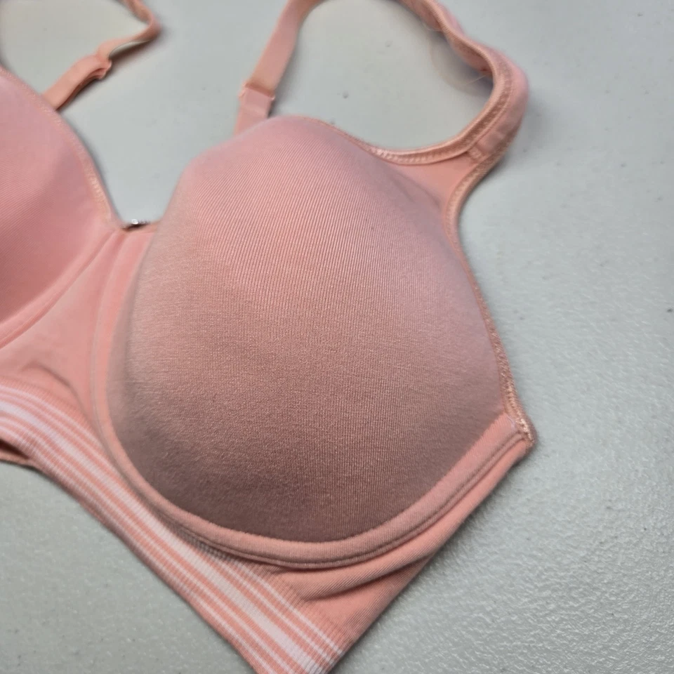Breezies Women Bra 36C Peach T Shirt Wireless Logo Lightly Lined - Image 4 of 4