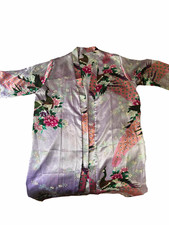 Women  s Purple Satin Floral Kimono Style Robe/Jacket, One Size, Satin Fabric