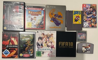 Videospiele Konvolut - Nes, N64, Gamegear, Switch, PSP, PS 2, 3, 4