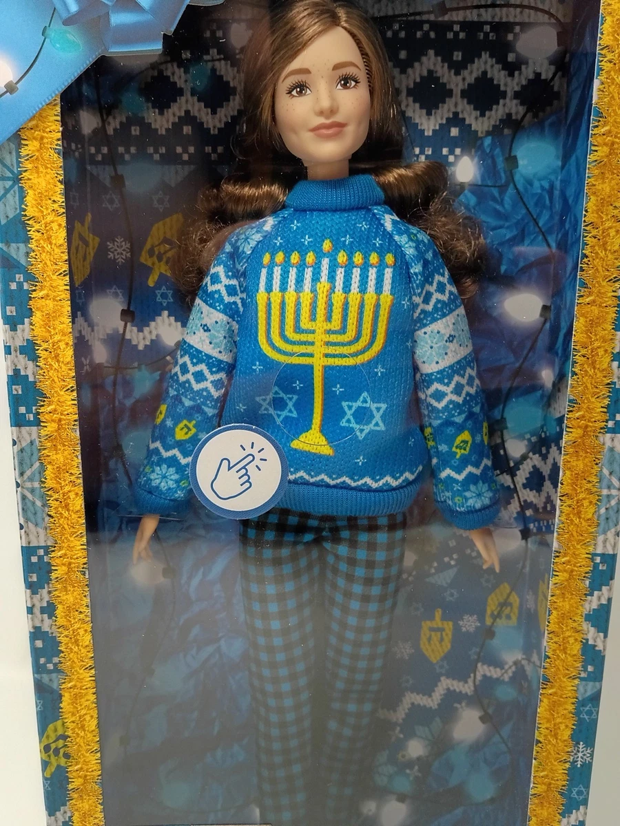 Barbie Signature Ugly Holiday Sweater Blue LightUp Hanukkah Menorah 2026 IN HAND