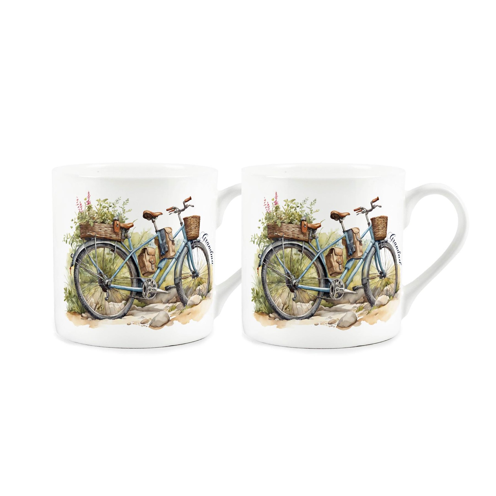 Grandma & Grandad Mugs Set - Bone China Tea/Coffee Cups Set of 2 Gift