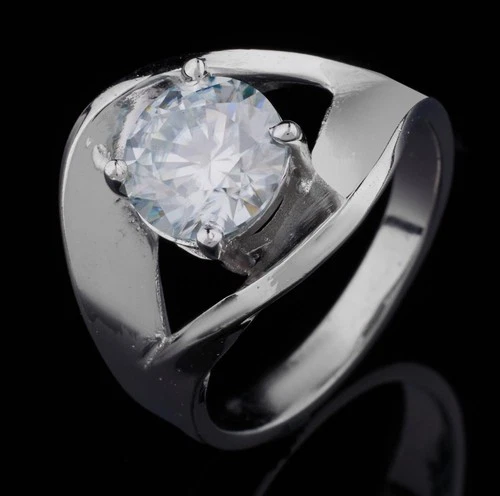 2 Ct Vvs1:Ice White Round Real Moissanite Engagement Ring Sterling Silver Size 7