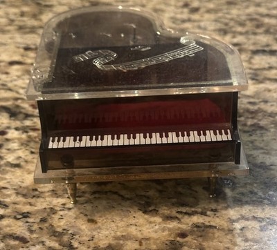 Vintage Sankyo Grand Piano Music Jewelry Box Wind Up Japan Clear w