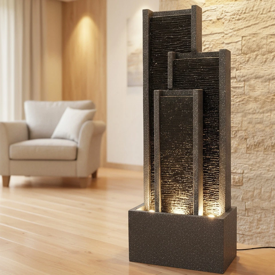 Gartenbrunnen BK903 Wasserwand 99 cm Springbrunnen mit LED Wasserfall Gartendeko - Bild 3 von 4