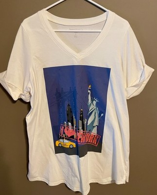 Women Within I Love New York Graphic Cuff Short Sleeve T-Shirt Sz 114-16