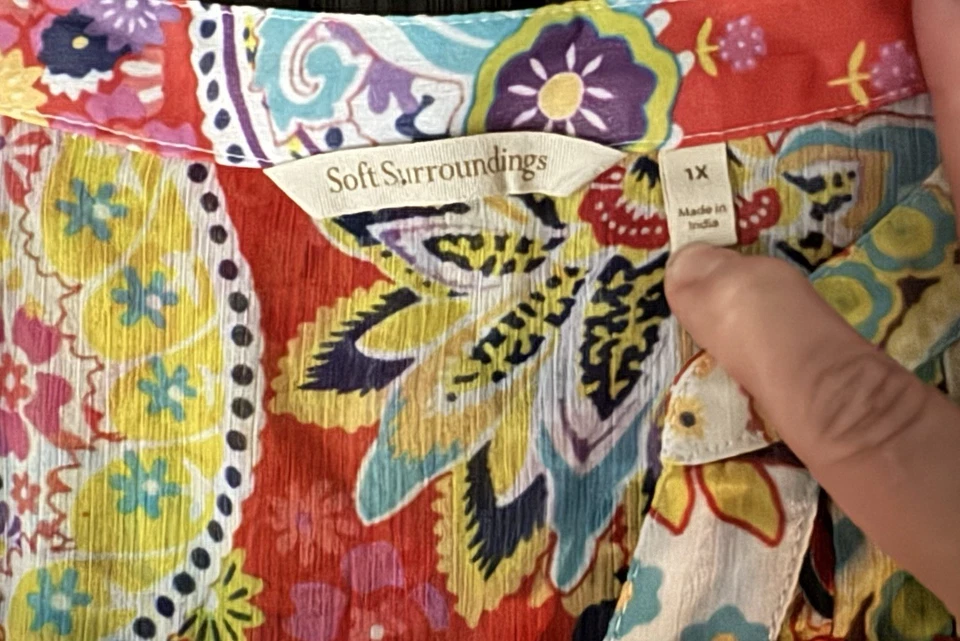 Soft Surroundings Sheer Paisley Floral Bohemian Resort Oversized Tunic Top 1X - Image 3 of 4