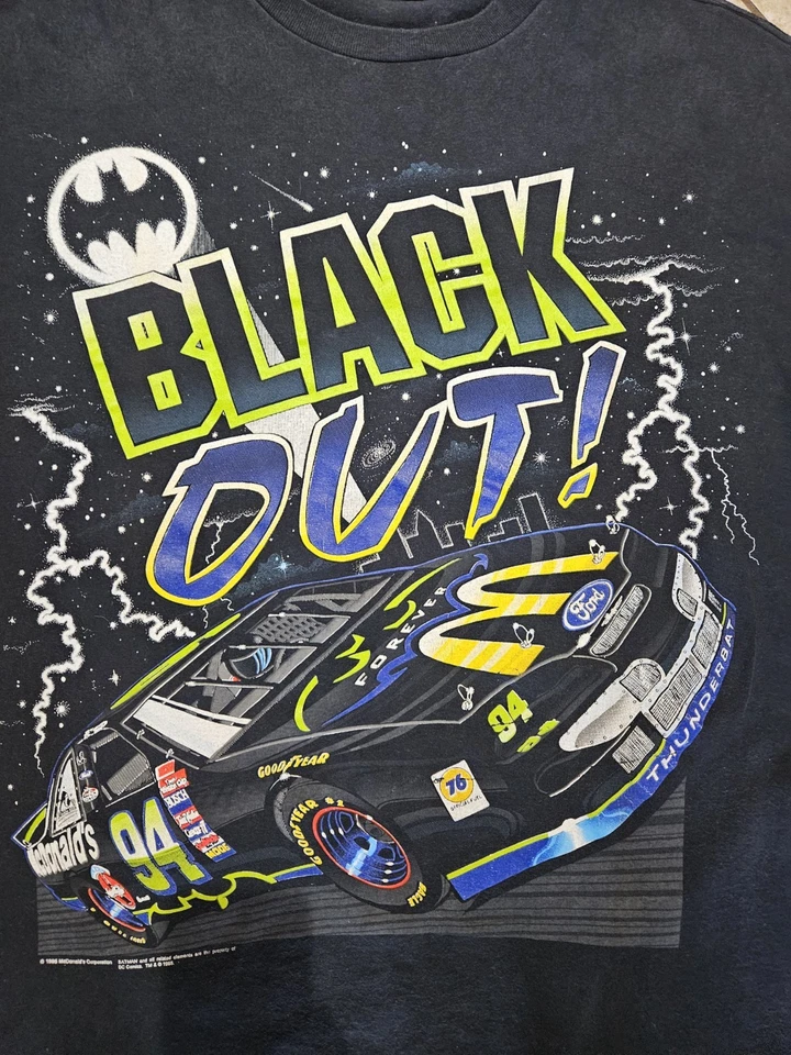 Camiseta Bill Elliot Batman Gotham McDonalds NASCAR AOP puntada única 1995 XXL  Foto 2 de 4
