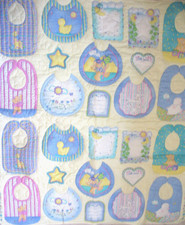Baby Bib Hand quilted Crib Lap Quilt 42 x 47" Flannel Backing Silk Binding NEW