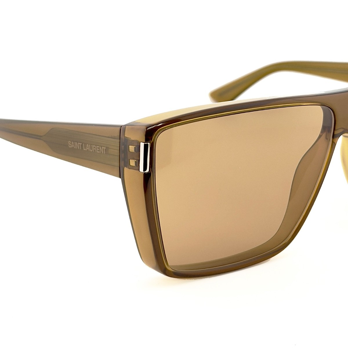 SAINT LAURENT SL 756 SL756 Crystal Brown Geometric Mask Sunglasses