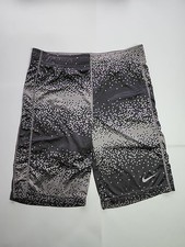Nike Dri-Fit Youth Boys M Shorts 2 Tone Gray Pixelated Pattern No Drawstring