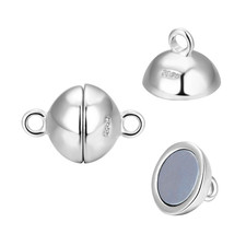 5Pcs Adabele 925 Sterling Silver 8Mm Round Ball Magnetic Clasp Closure Jewelry