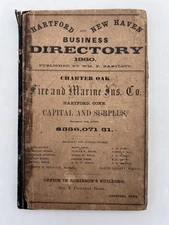 HARTFORD & NEW HAVEN Directory CT 1860 Bartlett, Ads ,Genealogy, History