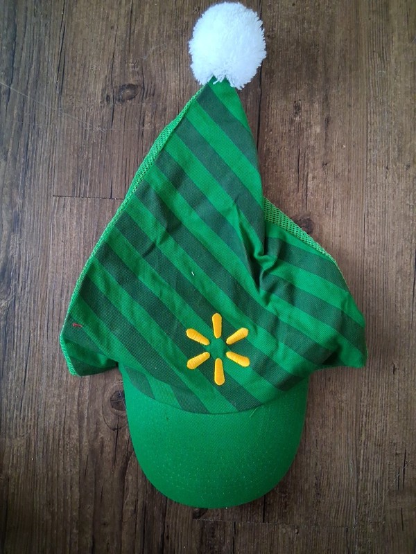 Walmart Holiday Green Santa Elf  Hat Mesh Staff Exclusive Embroidered