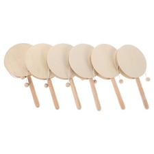 6 Pcs Unpainted Diy Wood Instrument Unfinished Wooden Percussion Rattle Drum