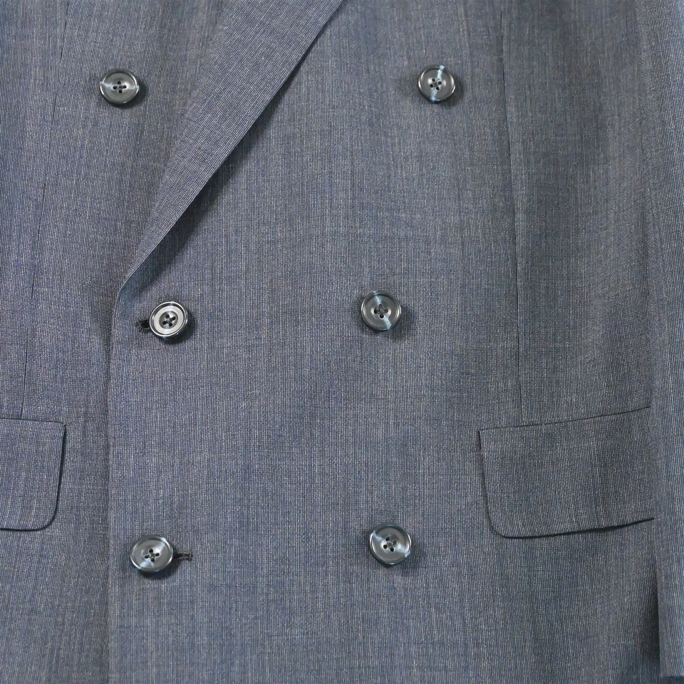 De Colección EE. UU. 41R 42R Azul 100% Lana Doble Pecho Sala de Juntas Traje Chaqueta Abrigo Deportivo Foto 3 de 4