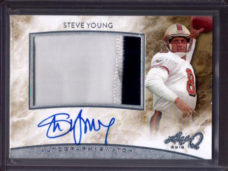 STEVE YOUNG 2015 Leaf Q Jumbo Game Used 2-Clr Patch Autograph Auto #AM-SY1