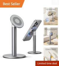 Sleek A-Gray Magnetic Phone Holder - 360 Rotating Desk Stand for All Smartphones