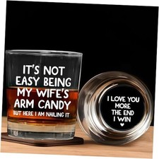 Husband Valentines Day Gifts - 11 oz Engraved Crystal Whiskey Glasses -