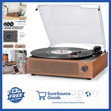 Vintage Turntable for Vinyl Records with Built-in Speakers and Bluetooth Brown