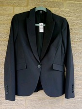 NWT Express Women's Black 1 Button Blazer Jacket Sz 8 Pockets Career Officewear
