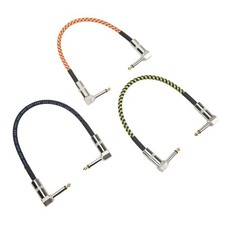 3x Guitar Patch Cables Nylon Metal Braided Low Noise Cable For Instrument Effect