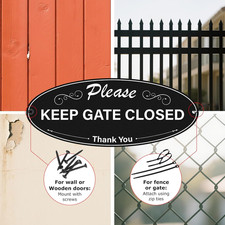 2 Pack Please Keep Gate Closed Sign 10 x 4 Inch Reflective Aluminum Yard Sign...