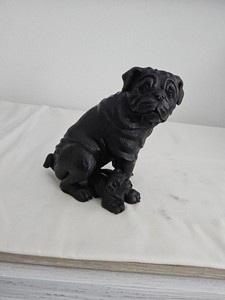 Pug Dog With Pup Faux Bronze Statue
