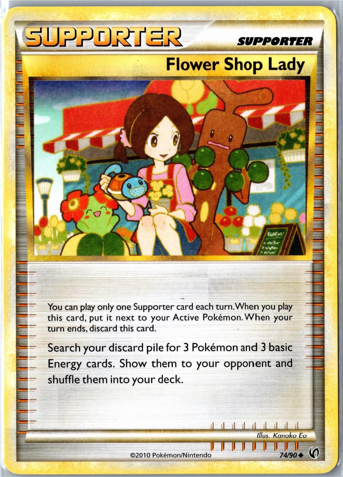 Pokemon Card - Flower Shop Lady 74/90 HGSS Undaunted Uncommon Moderately Played