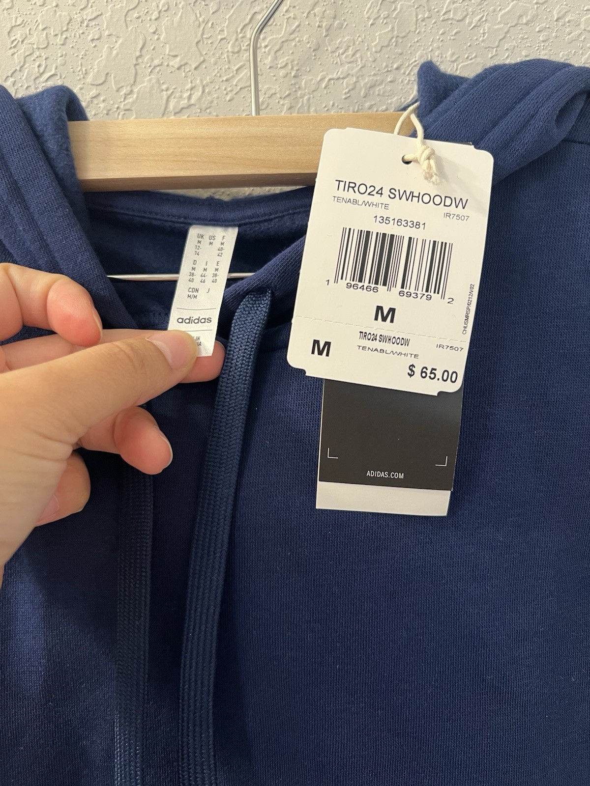 Adidas Women's TIRO 24 Sweatshirt Hoodie Navy Blue w/ 3 White Stripes thumbnail 3