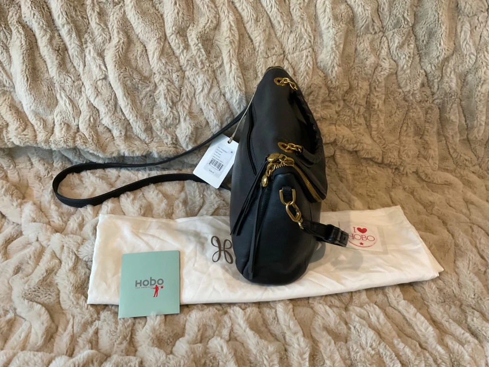 HOBO Fern Top Handle Satchel Black Leather Crossbody Bag Convertible Handbag - Image 4 of 4