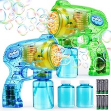 2Pcs Bubble Gun for Toddlers Kids with Refill Liquid Party Birthday Easter