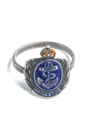 Vintage Silver 925 Royal Navy Enamel Ring Size O E657