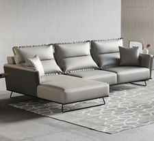 Designer Ledersofa Ecksofa Polster Eck Couch Sitz Eck L Form Garnitur Sofa Neu