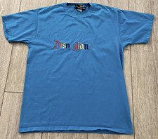 Vintage Disney Originals Disneyland Shirt Aqua Blue with Rainbow Logo Size L/XL